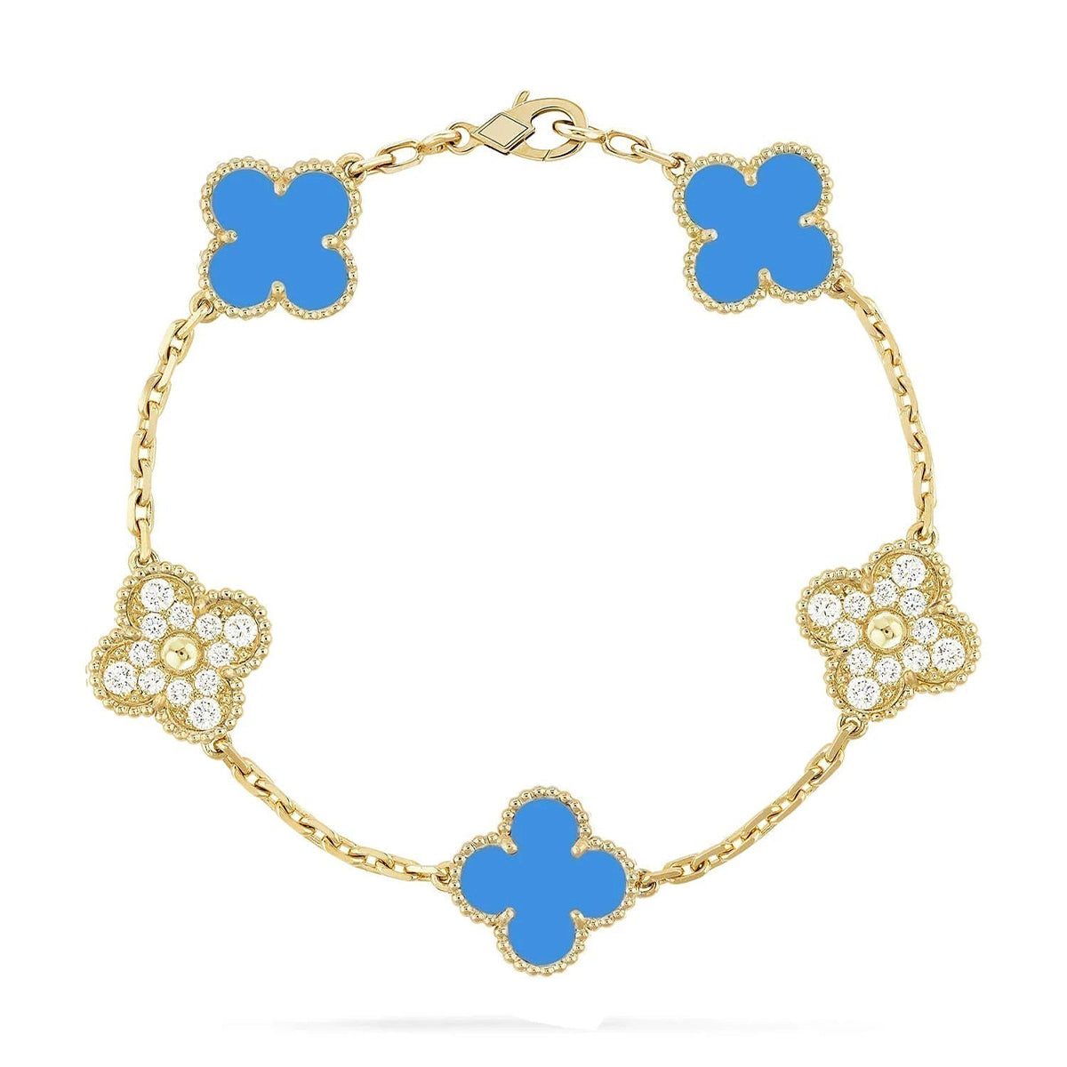 [Ornora Jewelry] CLOVER 5 MOTIF BLUE AGATE BRACELET COLLECTION