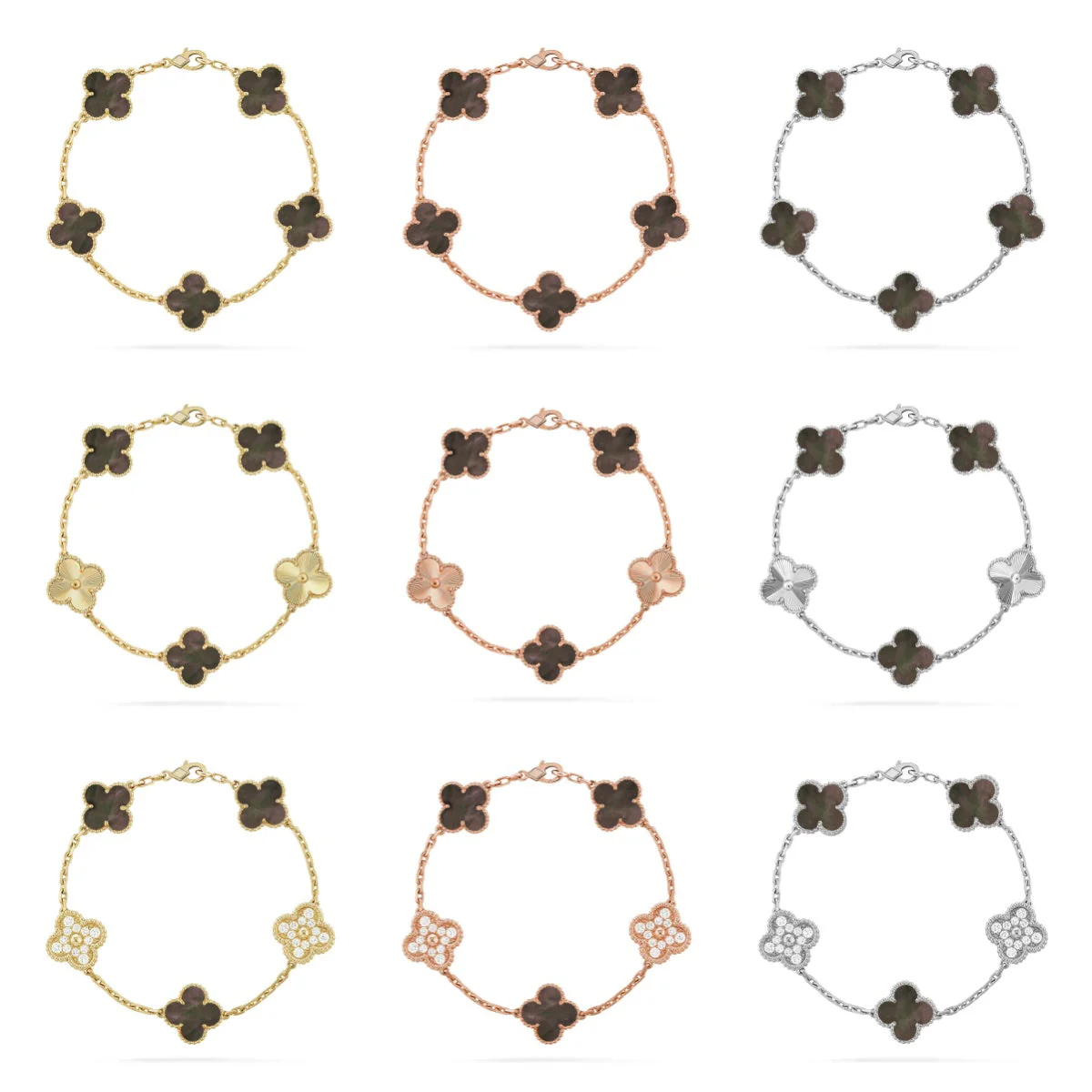 [Ornora Jewelry] CLOVER 5 MOTIF GRAY MOP BRACELET COLLECTION