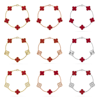 [Ornora Jewelry] CLOVER 5 MOTIF RED CORNELIAN BRACELET COLLECTION