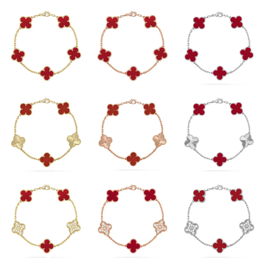 [Ornora Jewelry] CLOVER 5 MOTIF RED CORNELIAN BRACELET COLLECTION
