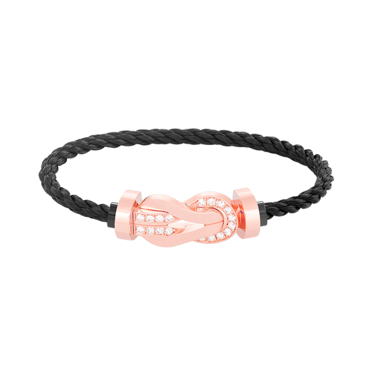 [Ornora Jewelry]CHANCE LARGE 8 FIGURE BUCKLE HALF DIAMOND BRACELET ROSE GOLD