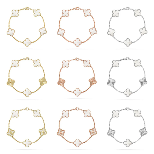 [Ornora Jewelry]CLOVER WHITE PEARL MOP 5 MOTIF BRACELET COLLECTION