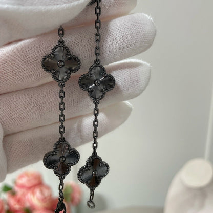 [Ornora Jewelry]CLOVER 5 MOTIF BLACK BRACELET