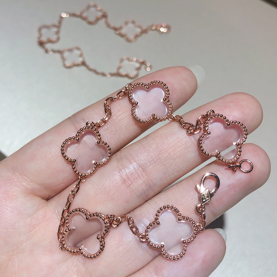 [Ornora Jewelry]CLOVER 5 MOTIF ROCK CRYSTAL BRACELET