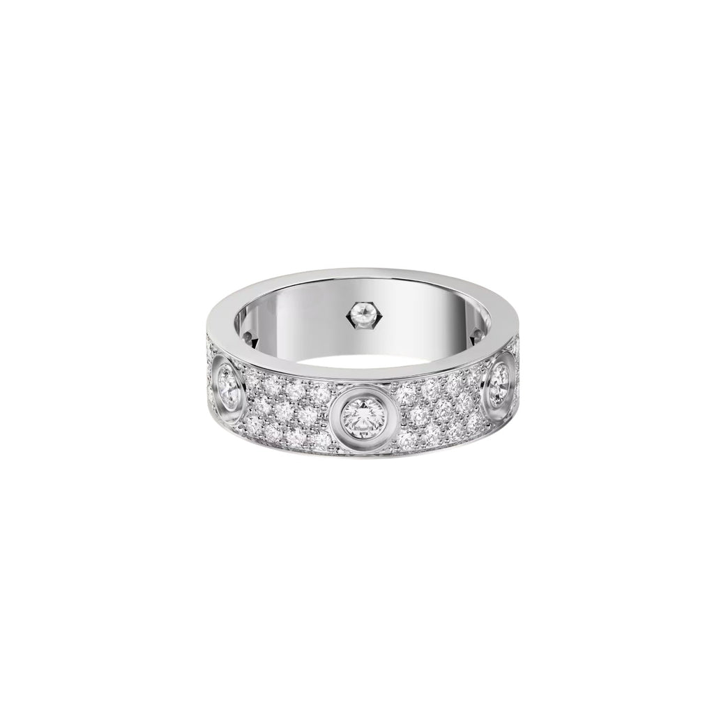 [Ornora Jewelry]LOVE 5.5MM FULL-PAVE 6-DIAMOND RING