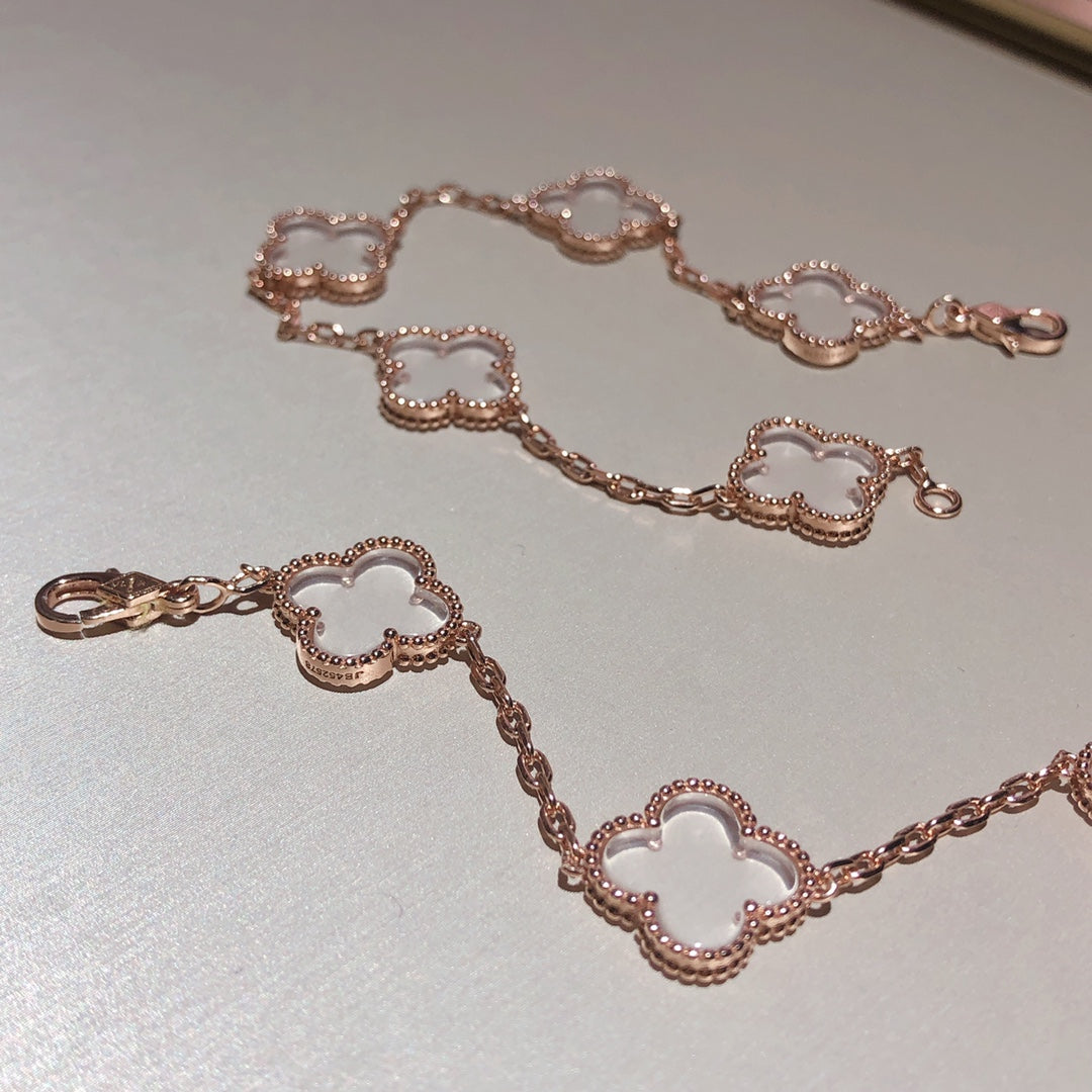 [Ornora Jewelry]CLOVER 5 MOTIF ROCK CRYSTAL BRACELET