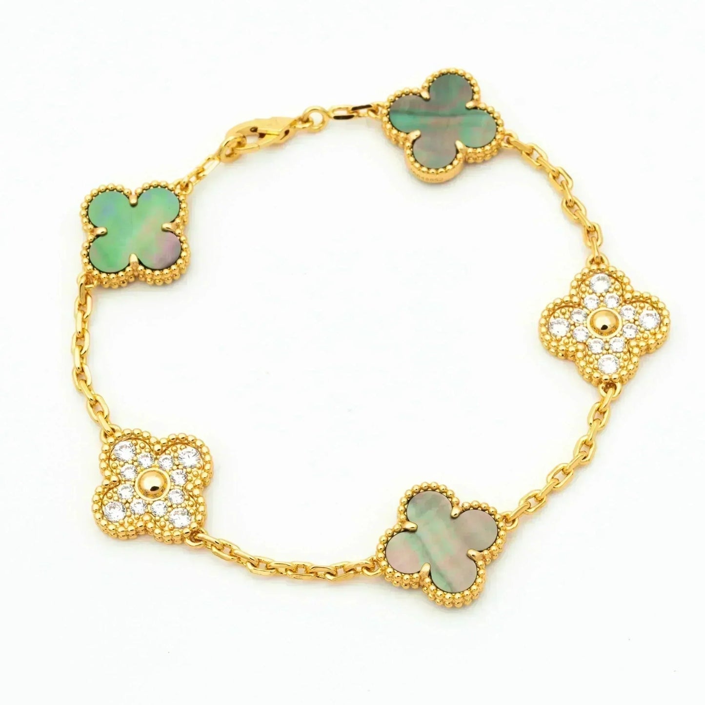 [Ornora Jewelry] CLOVER 5 MOTIF GRAY MOP BRACELET COLLECTION