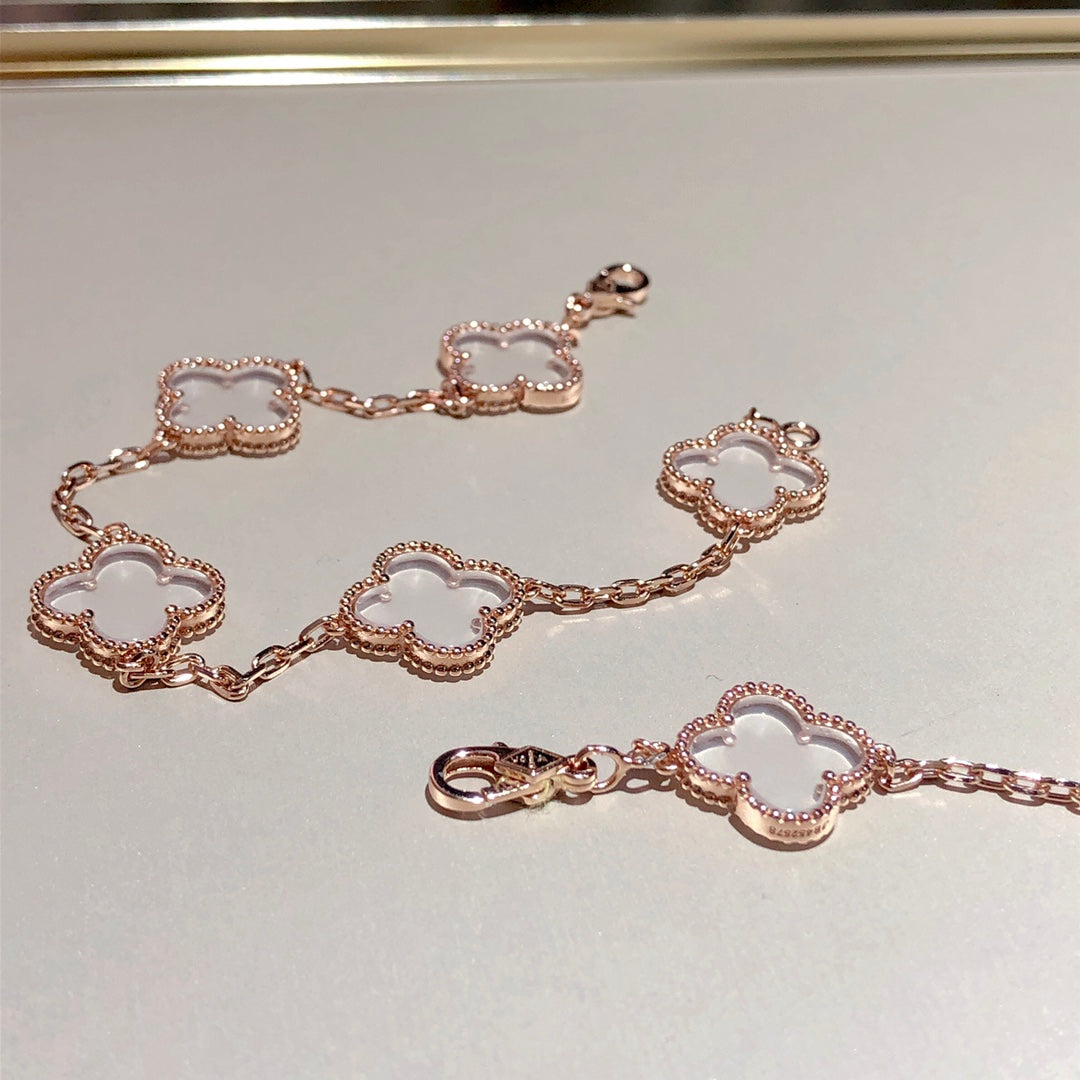 [Ornora Jewelry]CLOVER 5 MOTIF ROCK CRYSTAL BRACELET