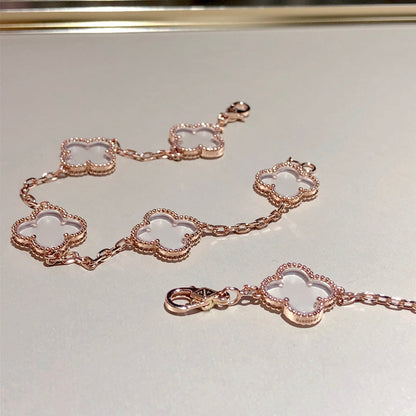 [Ornora Jewelry]CLOVER 5 MOTIF ROCK CRYSTAL BRACELET