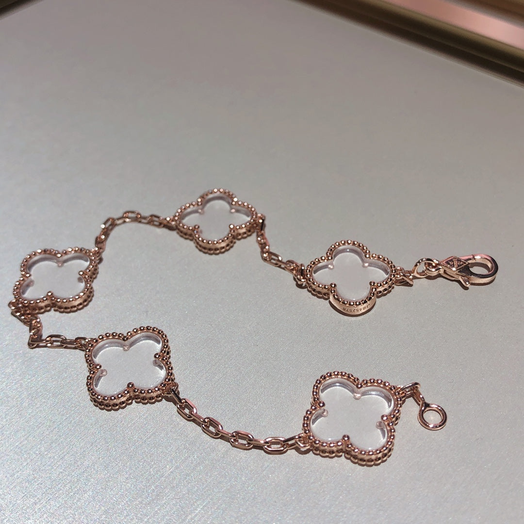 [Ornora Jewelry]CLOVER 5 MOTIF ROCK CRYSTAL BRACELET