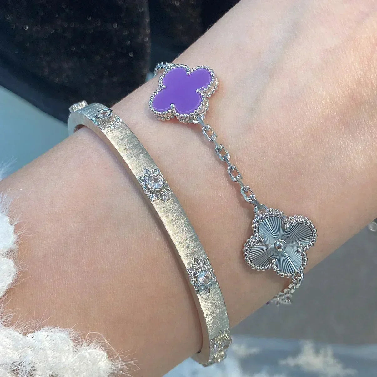 [Ornora Jewelry] CLOVER 5 MOTIF VIOLET BRACELET COLLECTION