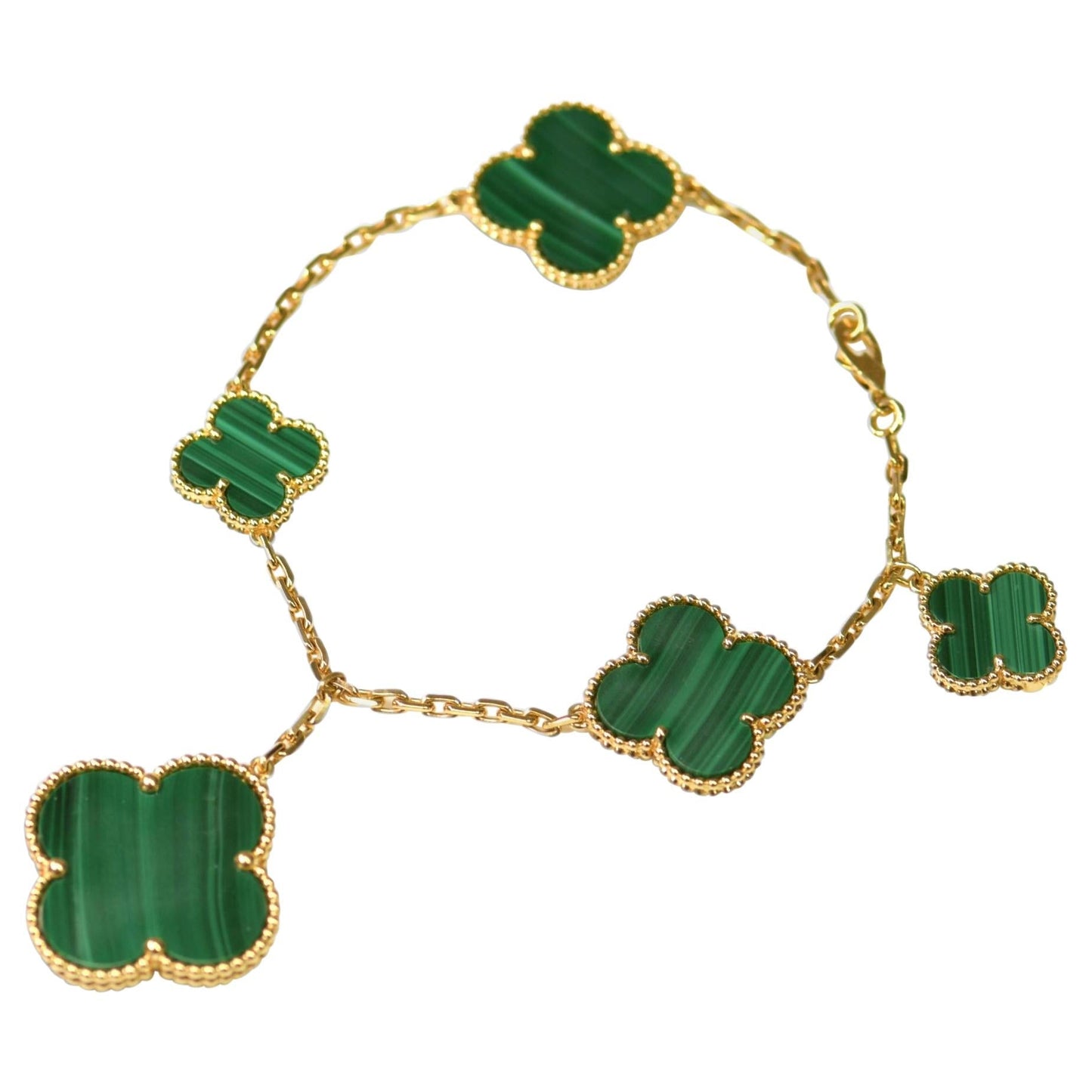 [Ornora Jewelry]MAGIC CLOVER MALACHITE GOLD BRACELET 5 MOTIFS