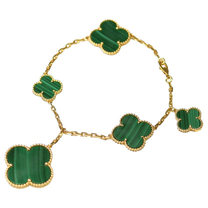 [Ornora Jewelry]MAGIC CLOVER MALACHITE GOLD BRACELET 5 MOTIFS