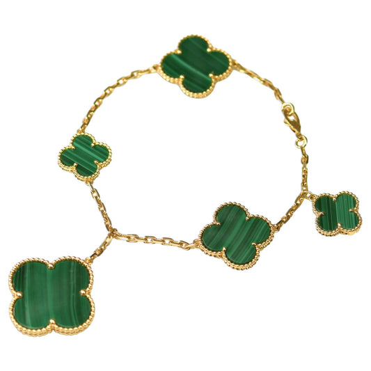 [Ornora Jewelry]MAGIC CLOVER MALACHITE GOLD BRACELET 5 MOTIFS