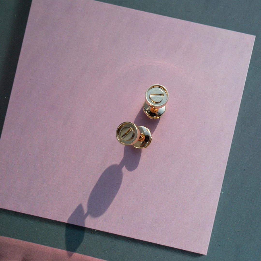 [Ornora Jewelry]LOVE EARRINGS PINK GOLD 10MM