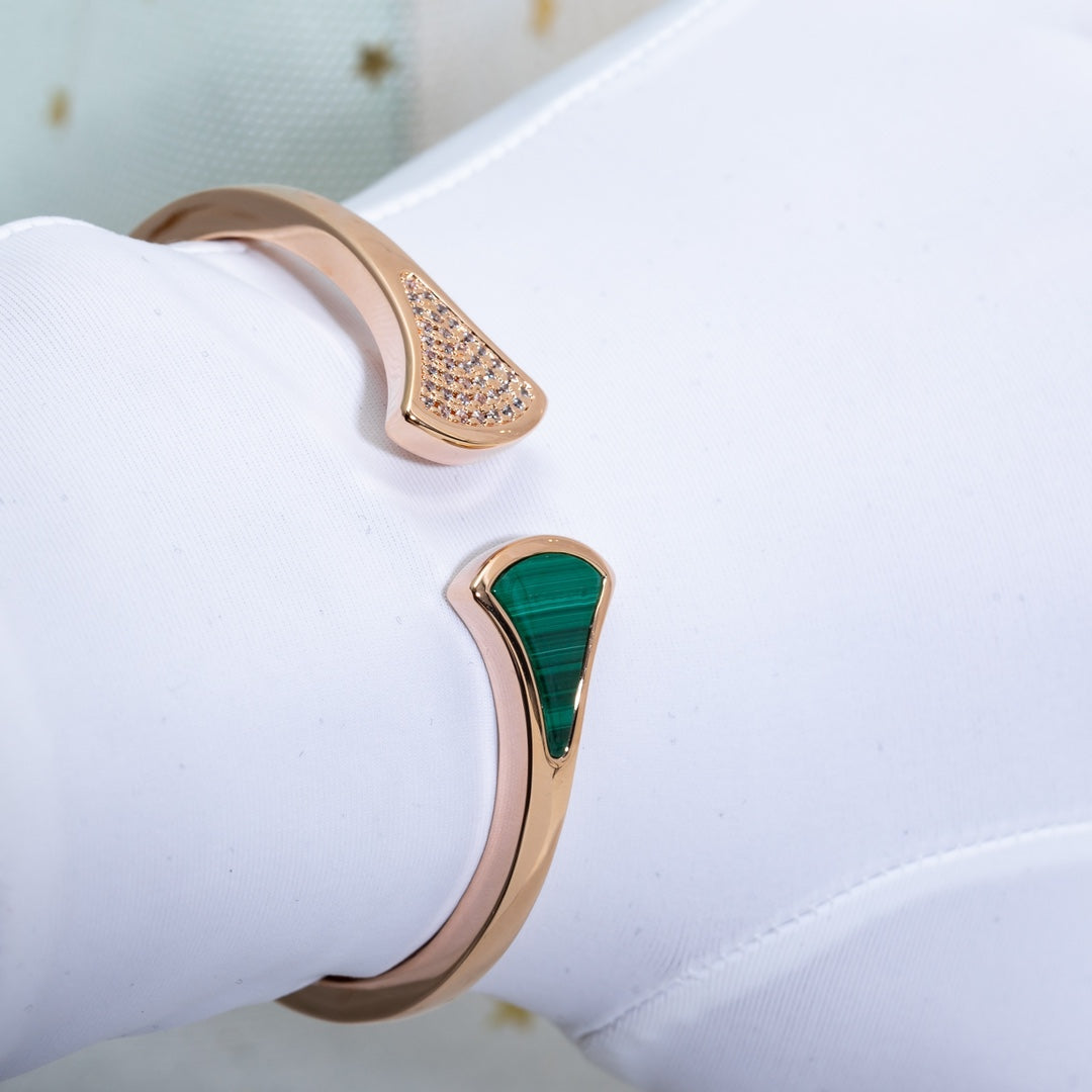 [Ornora Jewelry]DREAM BRACELET OPEN MALACHITE PINK GOLD