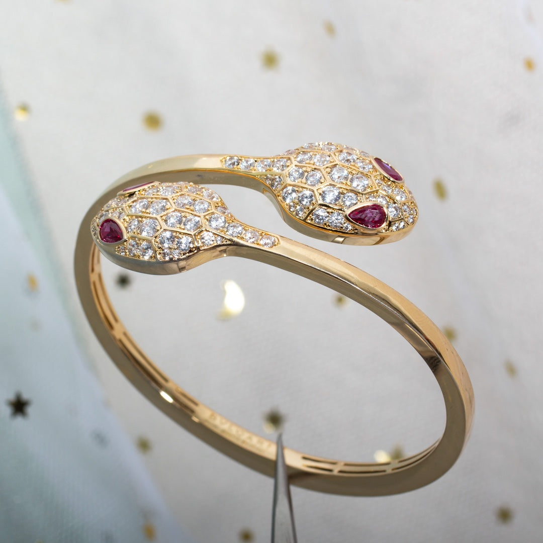 [Ornora Jewelry]SERPENTI BRACELET PINK GOLD DIAMOND DOUBLE SNAKE