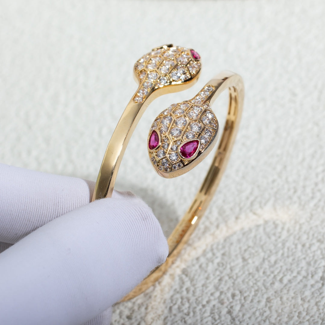 [Ornora Jewelry]SERPENTI BRACELET PINK GOLD DIAMOND DOUBLE SNAKE