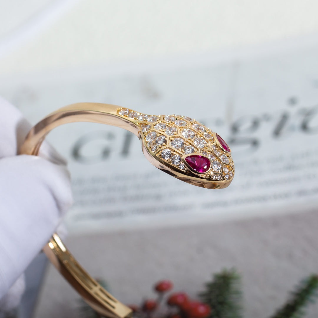 [Ornora Jewelry]SERPENTI BRACELET PINK GOLD DIAMOND DOUBLE SNAKE