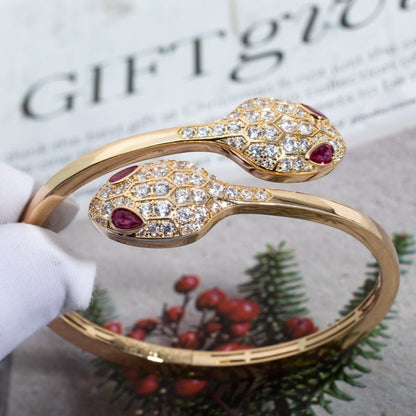 [Ornora Jewelry]SERPENTI BRACELET PINK GOLD DIAMOND DOUBLE SNAKE