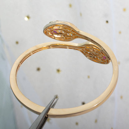 [Ornora Jewelry]SERPENTI BRACELET PINK GOLD DIAMOND DOUBLE SNAKE