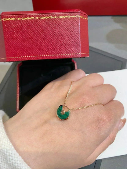 [Ornora Jewelry]AMULETTE ROSE GOLD MALACHITE NECKLACE