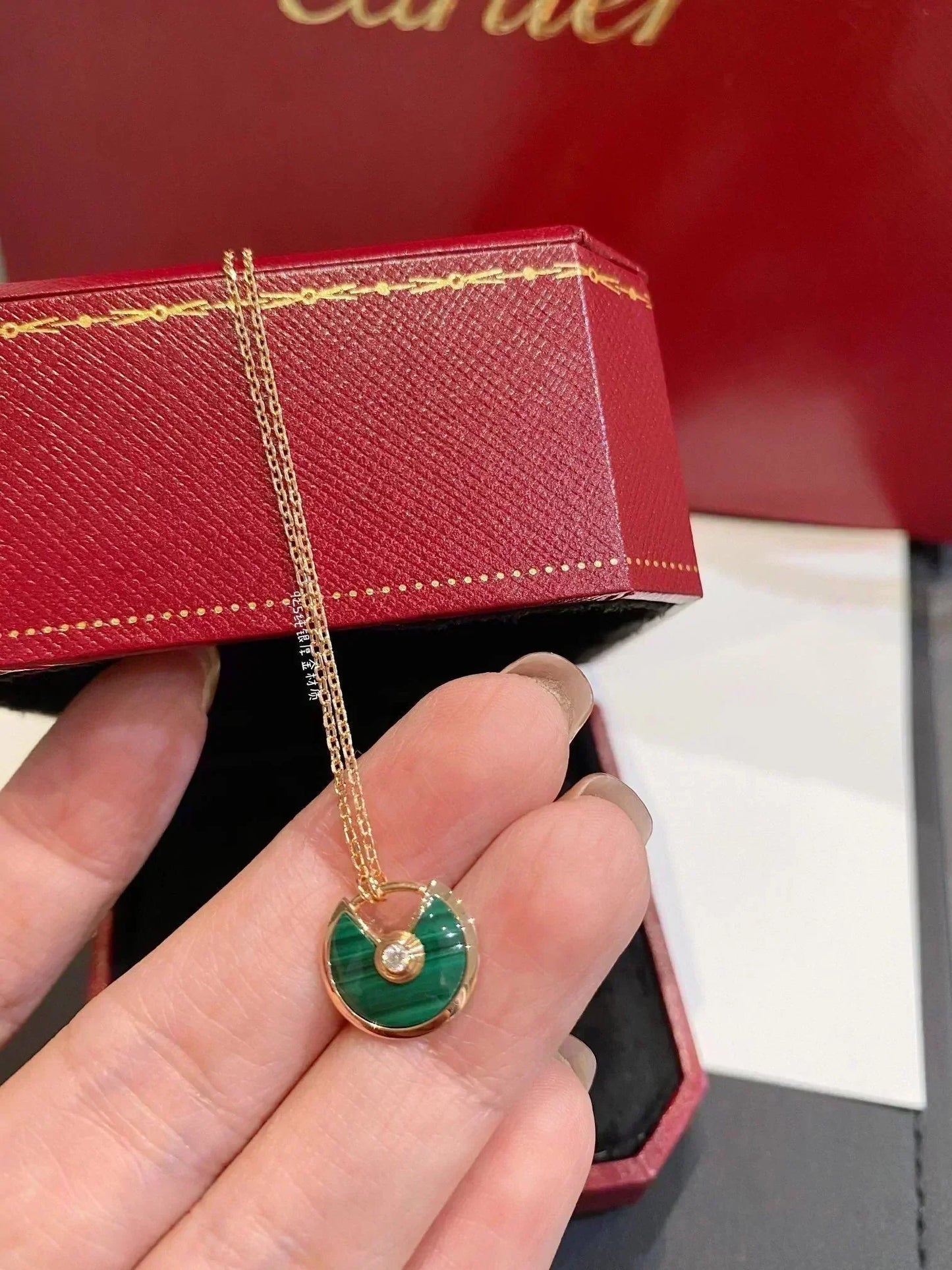 [Ornora Jewelry]AMULETTE ROSE GOLD MALACHITE NECKLACE