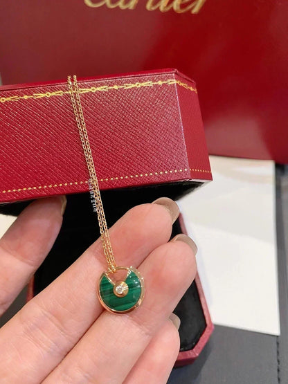 [Ornora Jewelry]AMULETTE ROSE GOLD MALACHITE NECKLACE