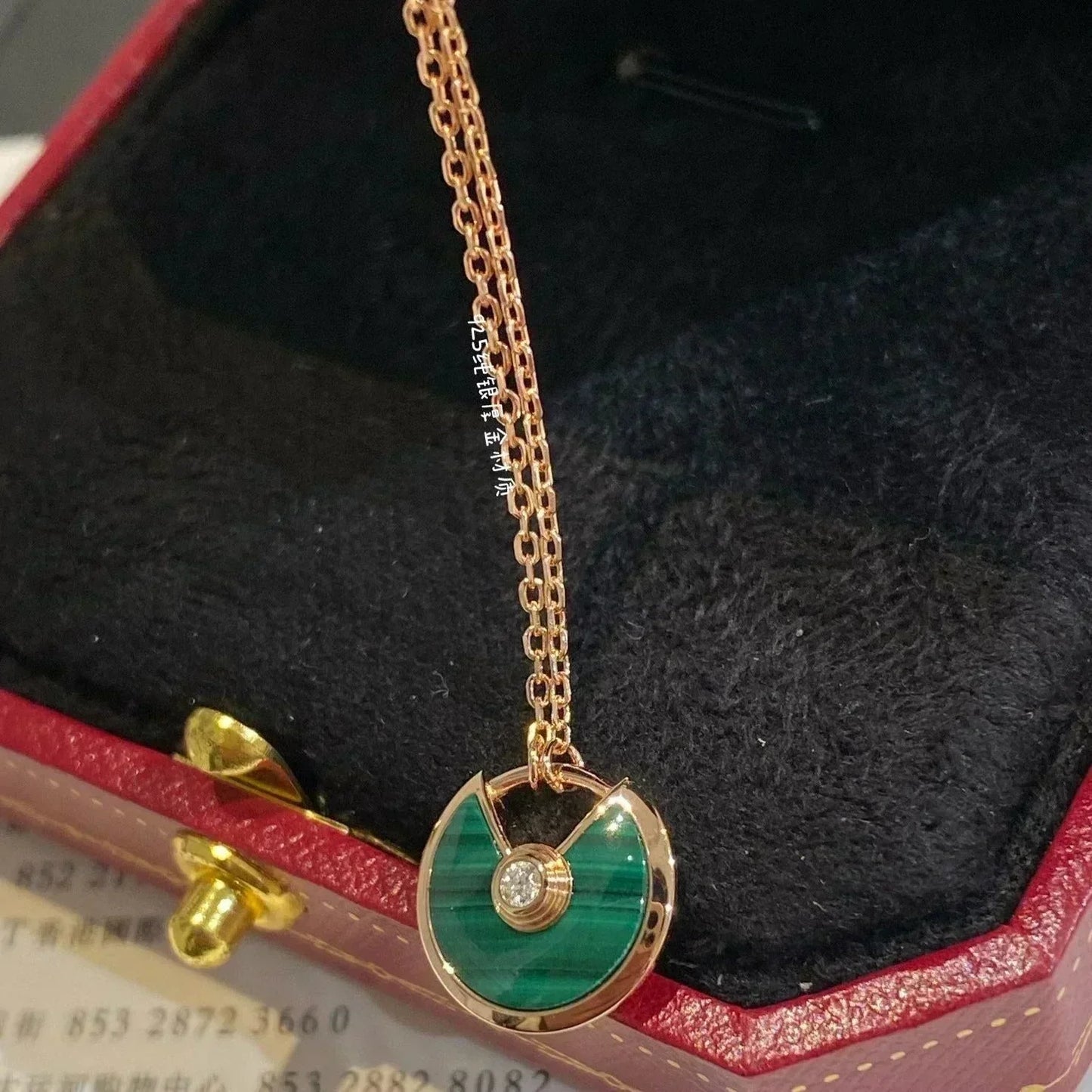 [Ornora Jewelry]AMULETTE ROSE GOLD MALACHITE NECKLACE