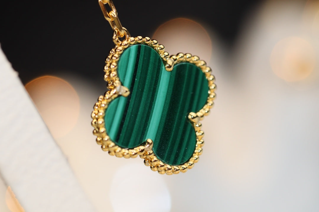[Ornora Jewelry]CLOVER EARRINGS GOLD MALACHITE DIAMOND 3 MOTIF