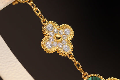 [Ornora Jewelry]CLOVER EARRINGS GOLD MALACHITE DIAMOND 3 MOTIF