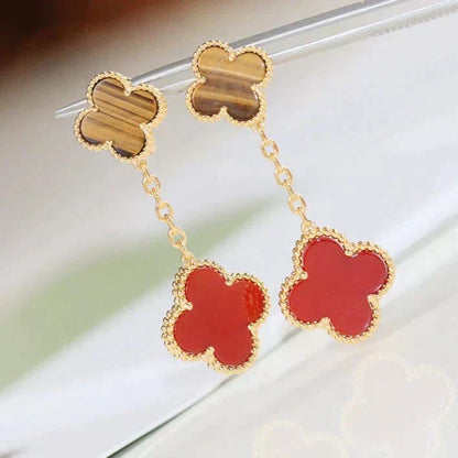 [Ornora Jewelry]CLOVER  2 MOTIF  TIGER EYE CARNELIAN EARRINGS