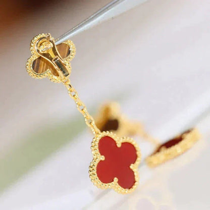 [Ornora Jewelry]CLOVER  2 MOTIF  TIGER EYE CARNELIAN EARRINGS