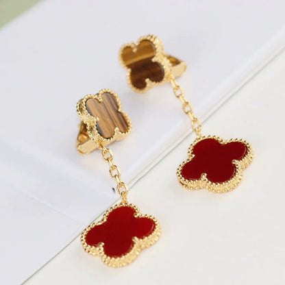 [Ornora Jewelry]CLOVER  2 MOTIF  TIGER EYE CARNELIAN EARRINGS