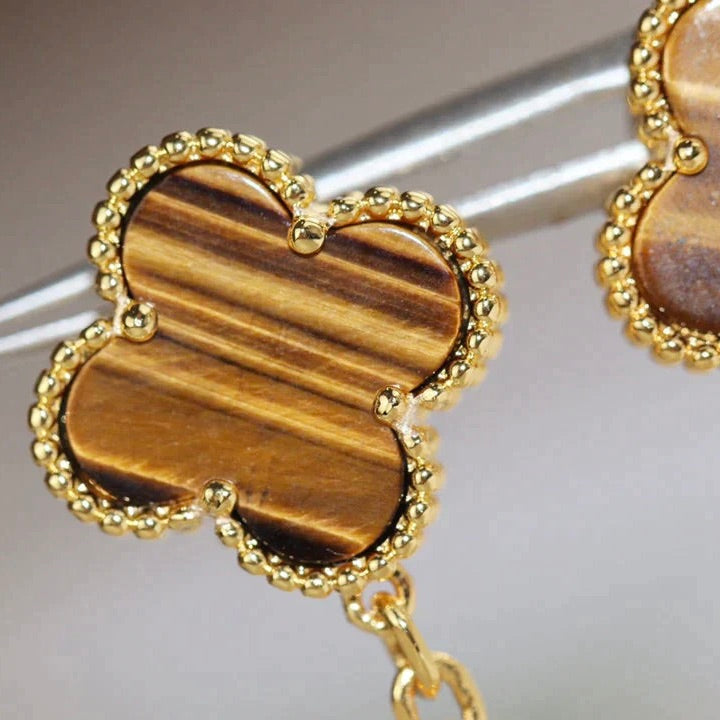 [Ornora Jewelry]CLOVER  2 MOTIF  TIGER EYE CARNELIAN EARRINGS