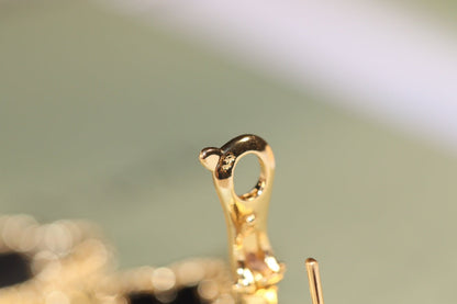 [Ornora Jewelry]CLOVER EARRINGS GOLD ONYX MOP 3 MOTIF