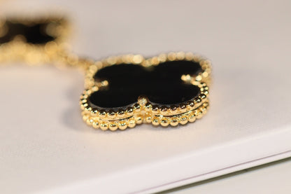 [Ornora Jewelry]CLOVER EARRINGS GOLD ONYX MOP 3 MOTIF
