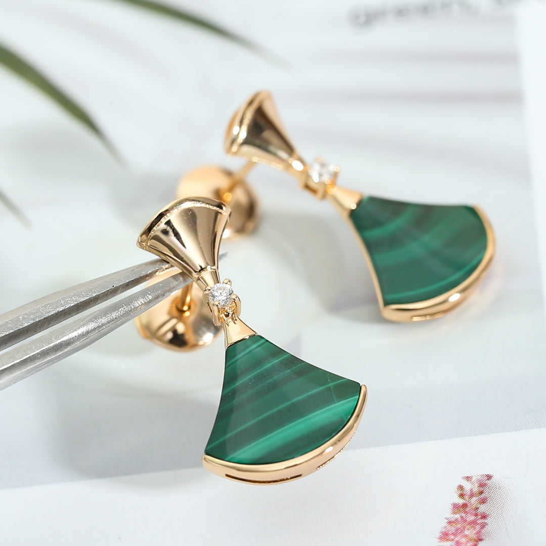 [Ornora Jewelry]DREAM MALACHITE PINK GOLD EARRINGS