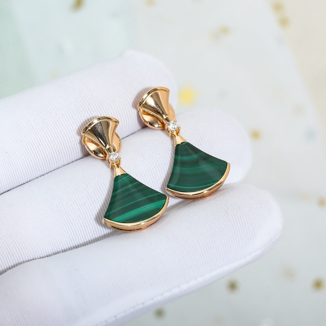 [Ornora Jewelry]DREAM MALACHITE PINK GOLD EARRINGS