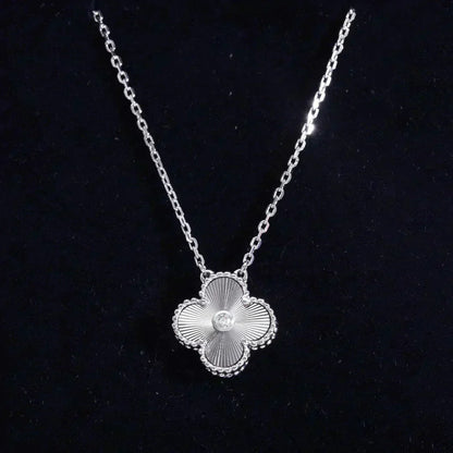 [Ornora Jewelry]CLOVER  15MM DIAMOND LASER NECKLACE SILVER