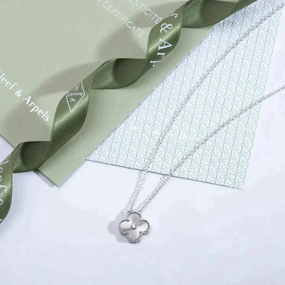 [Ornora Jewelry]CLOVER  15MM DIAMOND LASER NECKLACE SILVER