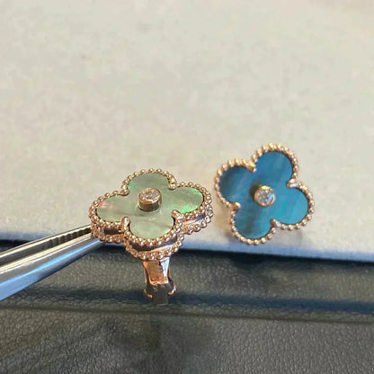 [Ornora Jewelry]CLOVER MEDIUM 1 MOTIFS GRAY MOP  DIAMOND EARRINGS