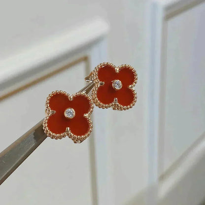 [Ornora Jewelry]CLOVER MEDIUM 1 MOTIFS CARNELIAN  DIAMOND earrings