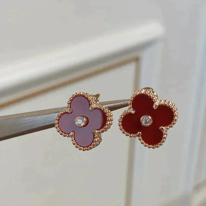 [Ornora Jewelry]CLOVER MEDIUM 1 MOTIFS CARNELIAN  DIAMOND earrings