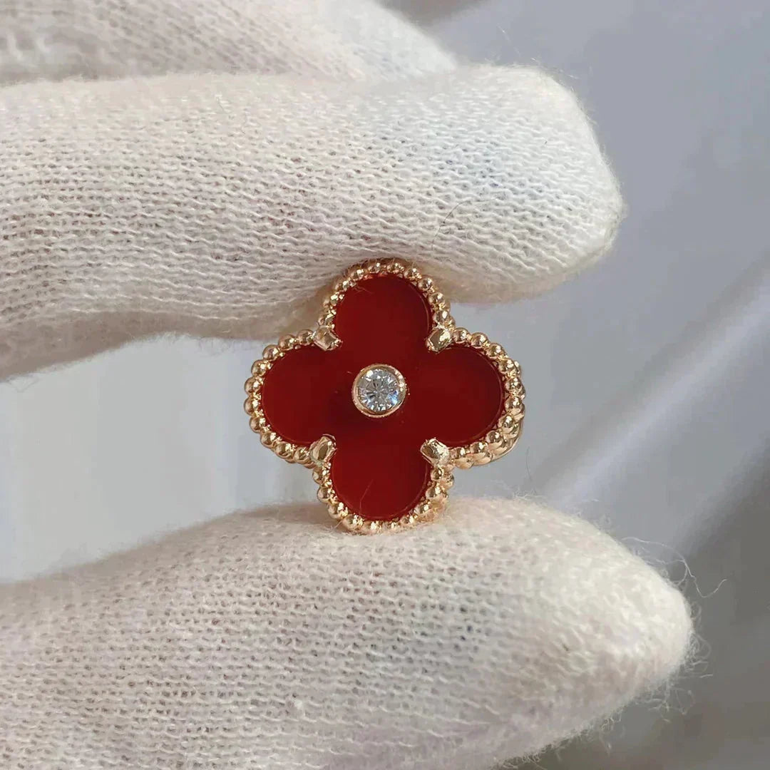 [Ornora Jewelry]CLOVER MEDIUM 1 MOTIFS CARNELIAN  DIAMOND earrings