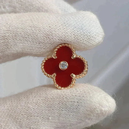 [Ornora Jewelry]CLOVER MEDIUM 1 MOTIFS CARNELIAN  DIAMOND earrings