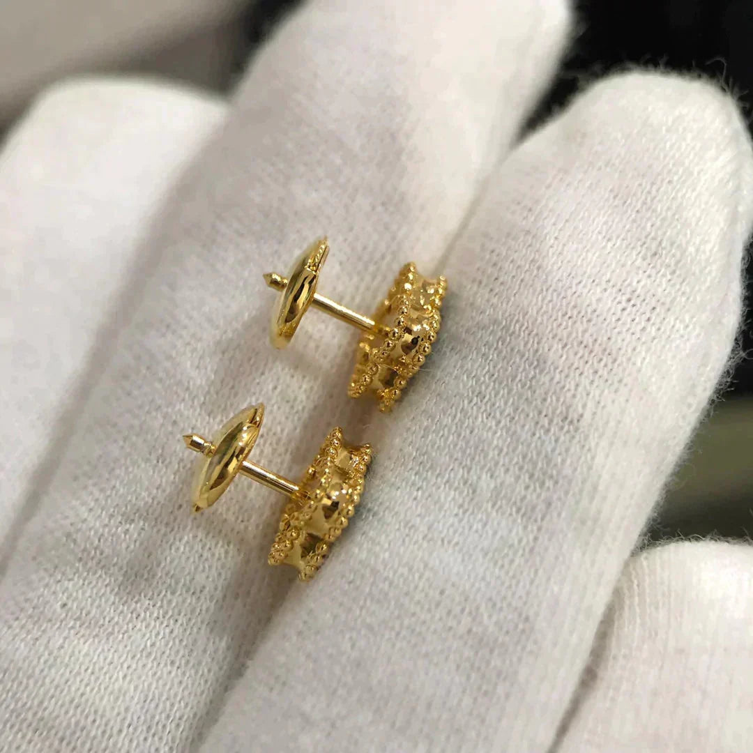 [Ornora Jewelry]CLOVER MINI 9.5MM MALACHITE  EARRINGS