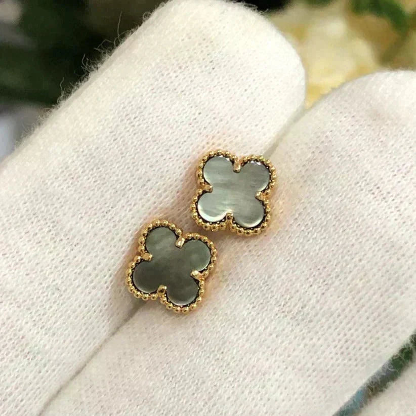 [Ornora Jewelry]CLOVER MINI 9.5MM GRAY MOP EARRINGS