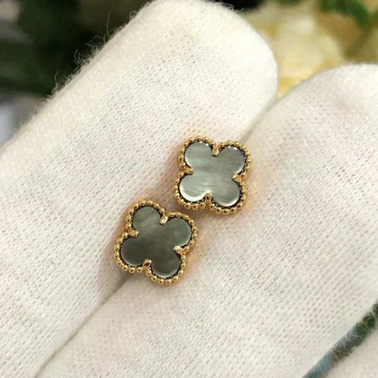 [Ornora Jewelry]CLOVER MINI 9.5MM GRAY MOP EARRINGS