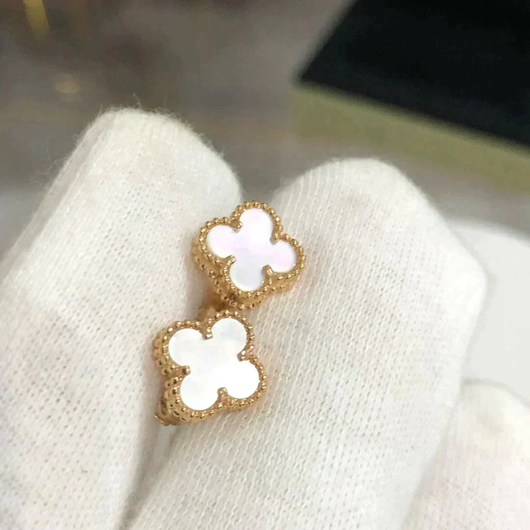 [Ornora Jewelry]CLOVER MINI 9.5MM WHITE MOP EARRINGS